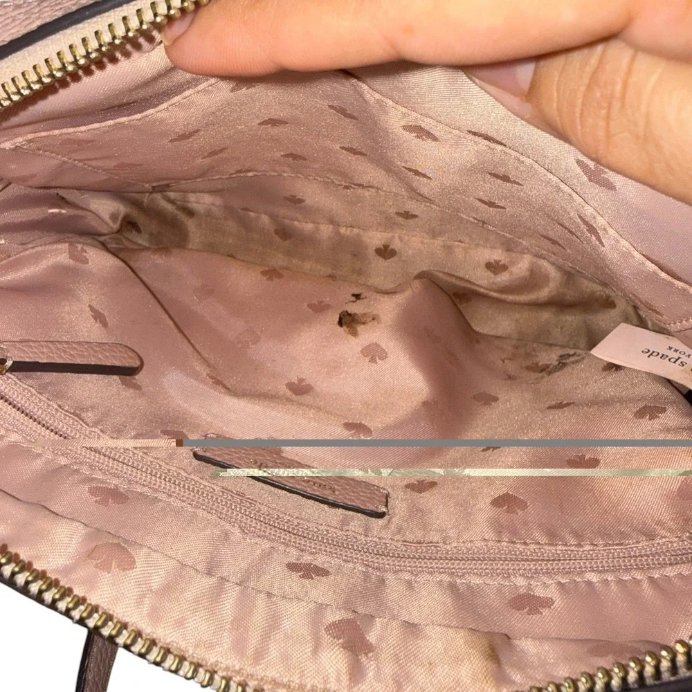 Kate Spade NY Blush Pink Pebbled Leather Camera Crossbody Bag Sienne Logo